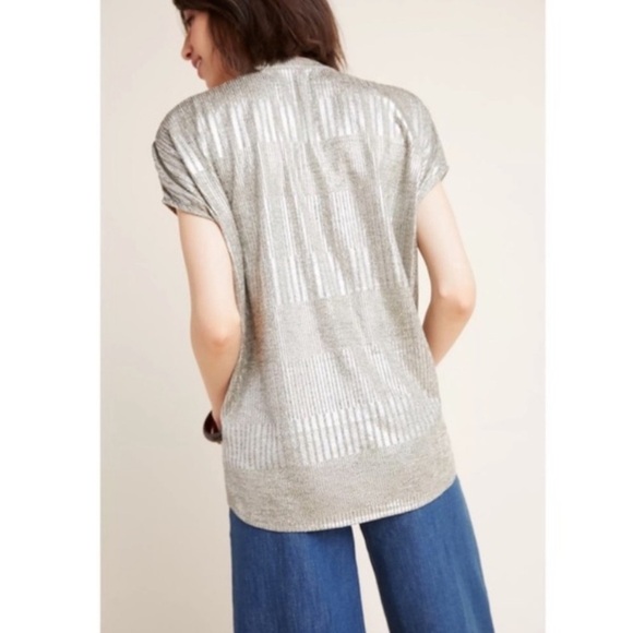 NWT Bishop + Young Blake Metallic Blouse From Anthropologie Size Medium - Picture 9 of 14